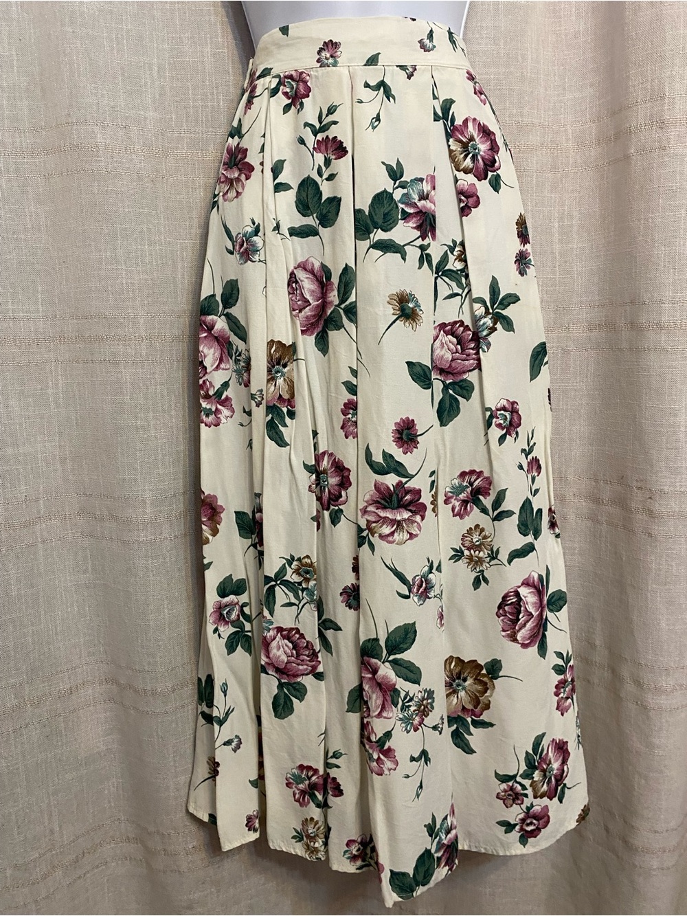 Vintage 90s Fritzi California Floral Pleated Maxi Skirt Size Small